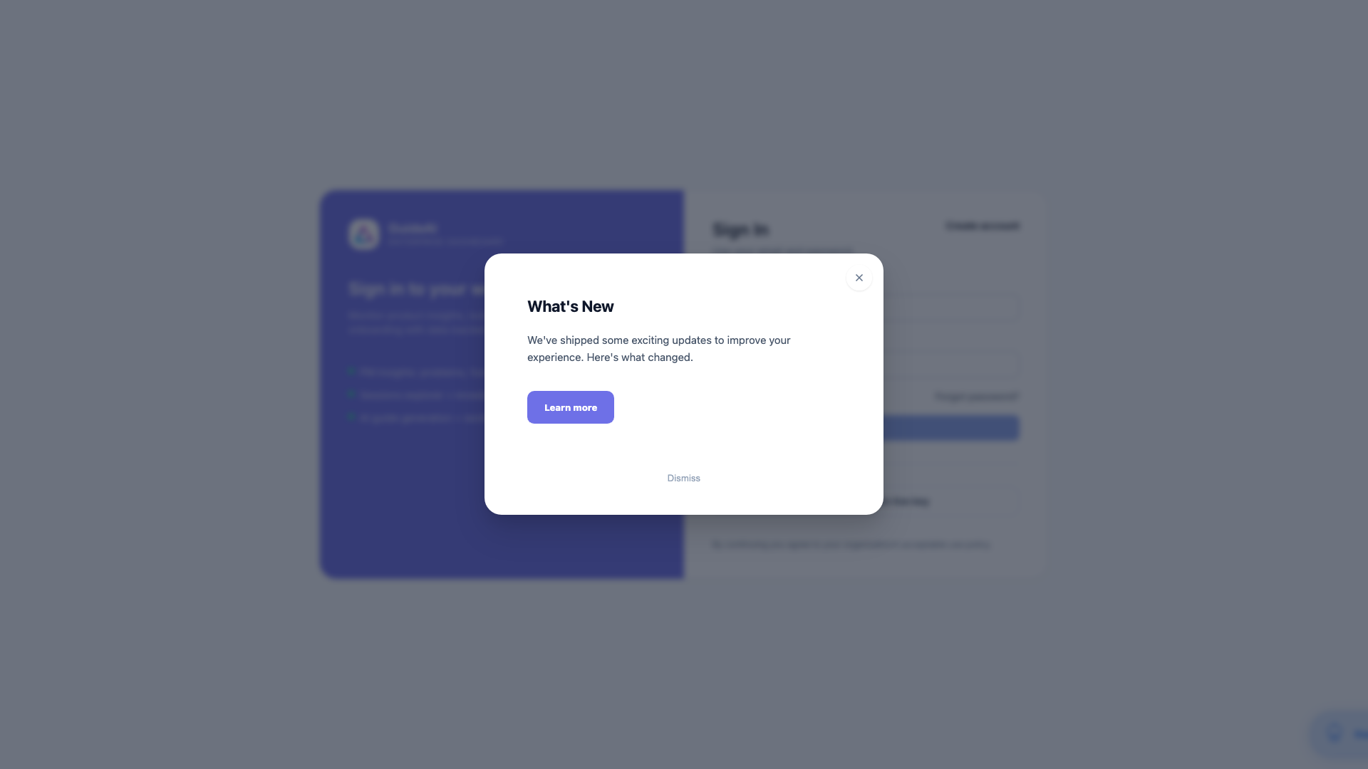 Guide management view — create, edit, publish, and set targeting rules.